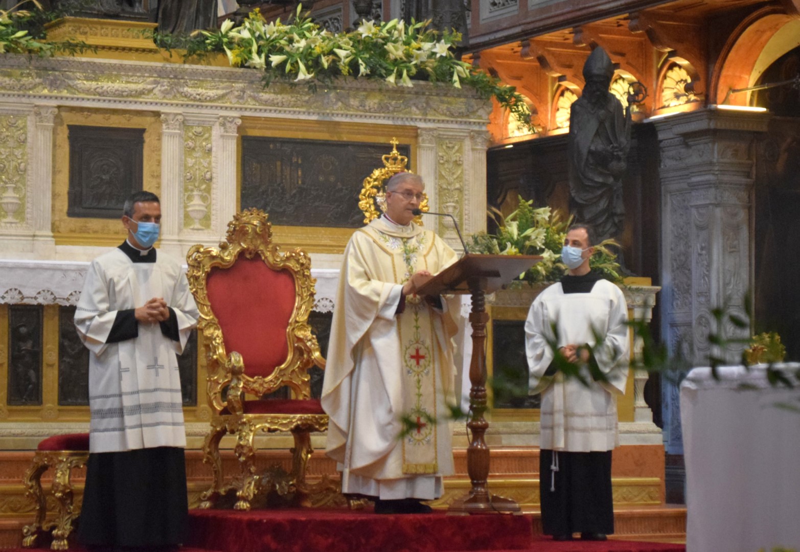 12 giugno 2020 Mons P. Tremolada Vescovo Brescia presiede Messa